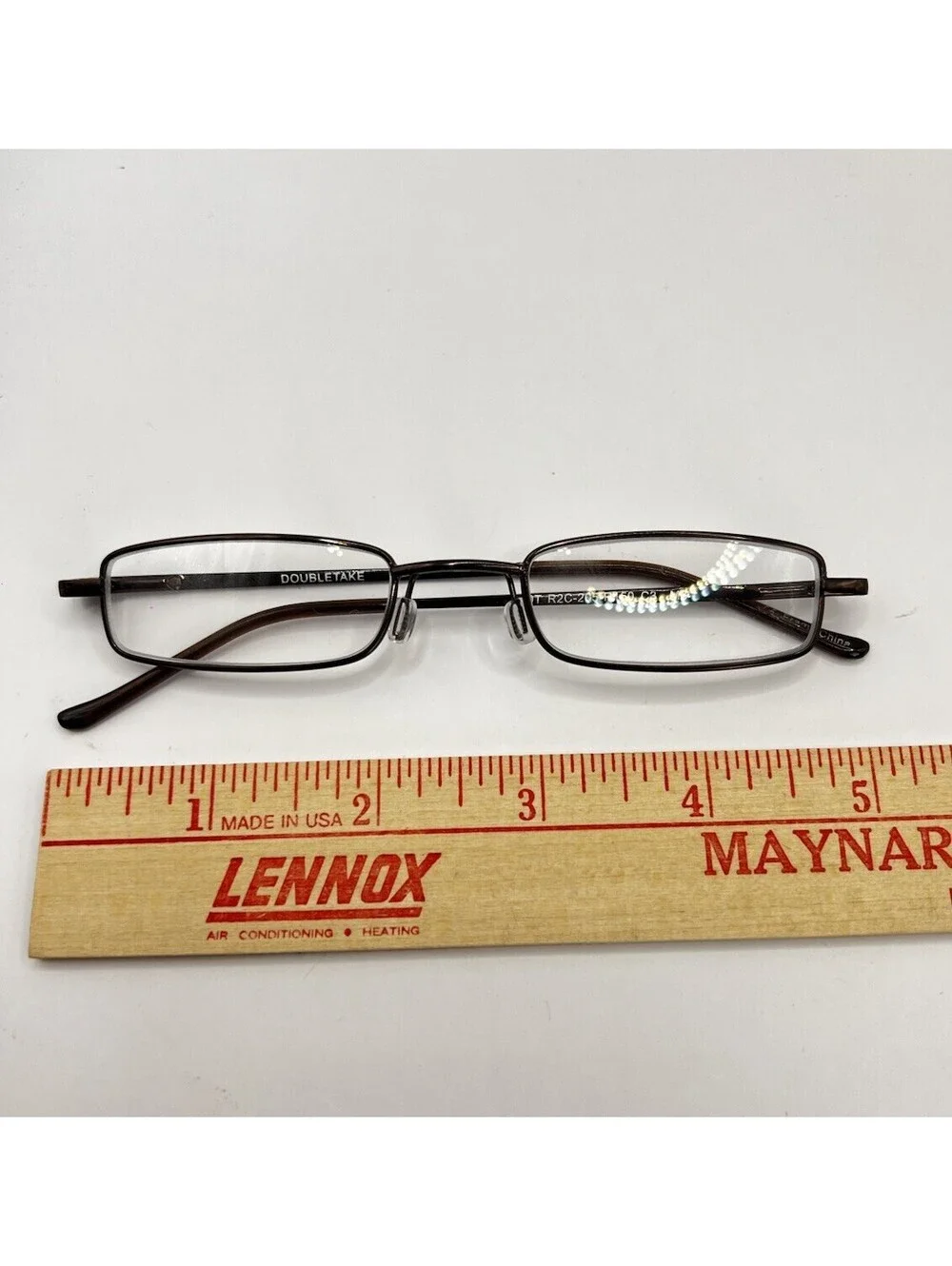 Doubletake Brown Narrow Metal Rectangle Reading Glasses Y2K Librarian Core